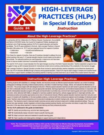 HLPs in Special Education Instruction Laminated Guide (#4)
