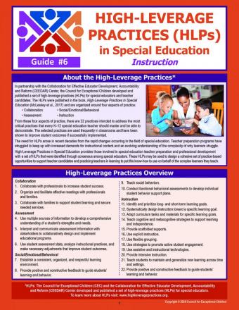 HLPS in Special Education Instruction Laminated Guide (#6)