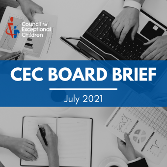 Graphic reading "CEC Board Brief" followed by July 2021